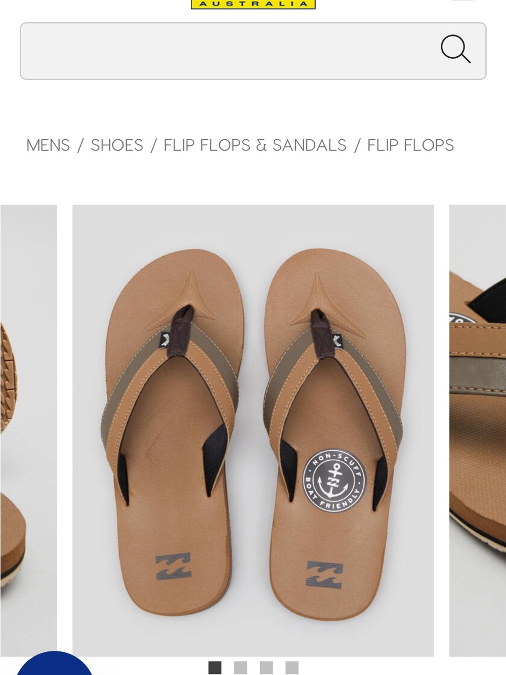 Billabong Men’s Tan and Black Thong Sandals big boys